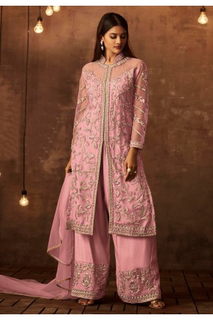 Pink embroidered palazzo suit  15079C